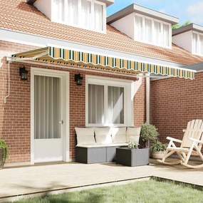 Toldo Retrátil Manual Verde e Amarelo 400x200 cm