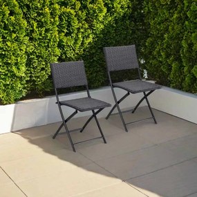 Conjunto de 2 cadeiras dobráveis Polyrattan Rom preto