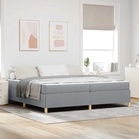 vidaXL Cama Box com colchão Cinza claro e Branco 200 x 200 cm tecido