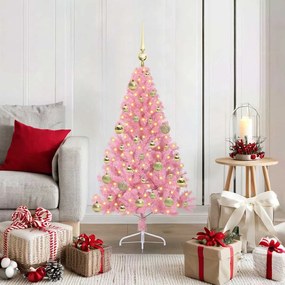 vidaXL Árvore de Natal Artificial Pré-iluminada Rosa 120 cm PVC