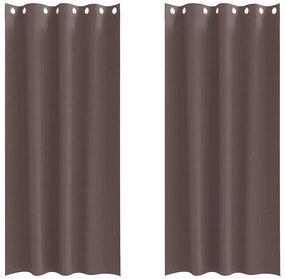Cortinas 2 pcs Castanho escuro 260 x 140 cm Poliéster