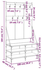 Conjunto de Entrada - Bengaleiro c/ arrumação de calçado 100x40x184 cm