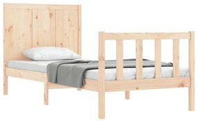 Estrutura de cama com cabeceira 90x200 cm madeira maciça