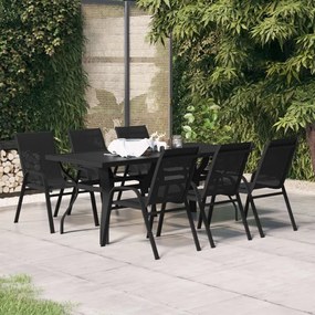 vidaXL 7 pcs conjunto de jantar para jardim preto