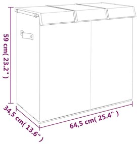 Cesto de roupa suja dobrável linho falso/tecido cinza