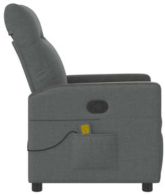 Poltrona de massagens reclinável tecido cinzento-escuro