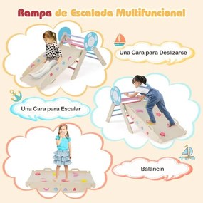 Conjunto triangular 8 em 1 de escalada para bebés com rampa, escada e arco de escalada Montessori de madeira Multicolor