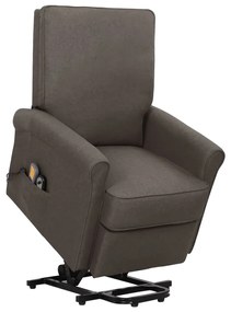 vidaXL Poltrona elevatória de massagens tecido castanho