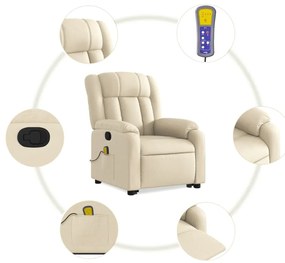Poltrona elevatória de massagens tecido cor creme