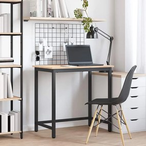 vidaXL mesa Natural 80 x 50 x 77 cm Madeira de Engenharia e Aço