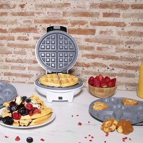 Máquina de waffles elétrica 3 em 1 Fun Gofrestone 3in1. 700 W, placas intercambiáveis com revestimento ecológico, design circular, indicador luminoso,