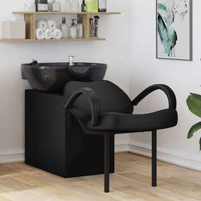 vidaXL Cadeira de Shampoo Manual Preto 63 x 141 x 92 cm PVC