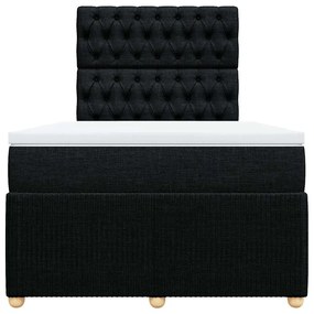 Cama boxspring com colchão 120x190 cm tecido preto