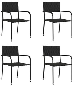 5 pcs conjunto de jantar p/ jardim vime PE preto