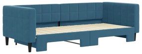 Sofá-cama com gavetão 90x200 cm veludo azul