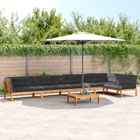 vidaXL 6 pcs conj. sofás paletes p/ jardim c/ almofadões acácia maciça