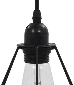 Candeeiro de teto com design diamante 3 lâmpadas E27 preto
