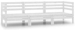 3 pcs conjunto lounge de jardim pinho maciço branco