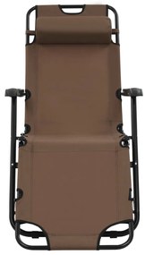 Espreguiçadeiras dobráveis c/ apoio de pés 2 pcs aço castanho