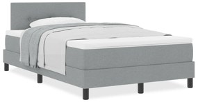 Cama Box Spring com colchão Cinza Claro 120x190 cm Tecido
