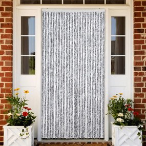 Cortina anti-insetos 100x230 cm chenille branco e cinzento