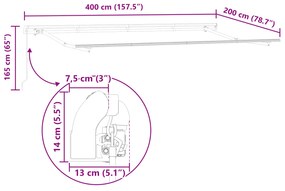 Toldo Retrátil Manual Multicolorido e Amarelo e Cinza e Branco
