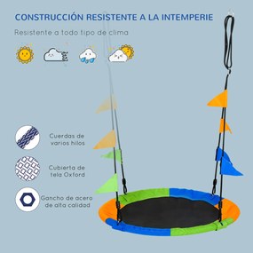Baloiço de Jardim com Altura Ajustável com Cordas e Bandeiras para Cri