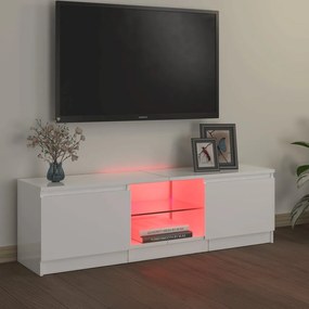 Móvel de TV Vinici com Luzes LED de 120cm - Branco Brilhante - Design