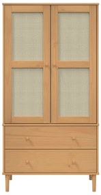 Roupeiro SENJA aspeto vime 90x55x175 cm pinho maciço castanho