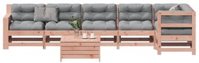7 pcs conj. lounge jardim com almofadões madeira douglas maciça
