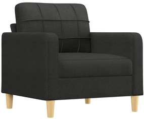 4 pcs conjunto de sofás com almofadas tecido preto