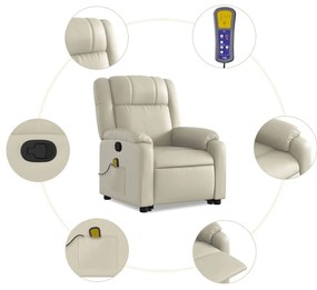 Poltrona reclinável de massagens couro artificial cor creme