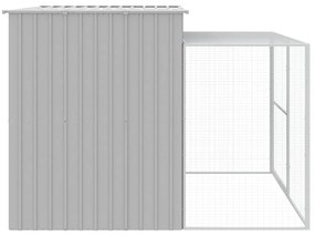 Casota cães c/ parque 214x253x181 cm aço galvaniz. cinza-claro