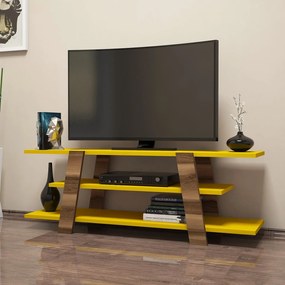 Móvel para TV Flower – Nogueira e Amarelo – 120x42x33,6 cm
