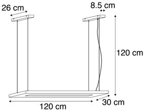 Lâmpada suspensa de madeira 120 cm incluindo LED com controle remoto - Ajdin Moderno