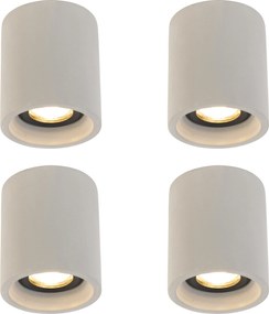 Conjunto de 4 focos de teto rústicos redondos em concreto - Deep