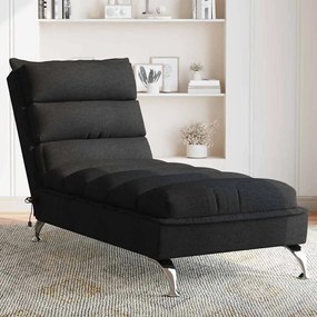 vidaXL Chaise lounge de massagem com almofadões tecido preto