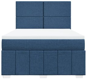 Cama com molas/colchão 140x200 cm tecido azul