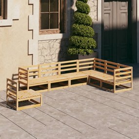 vidaXL 7 pcs conjunto lounge de jardim pinho maciço