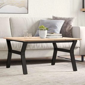 Mesa de centro estrutura em Y 80x80x45 cm pinho e aço