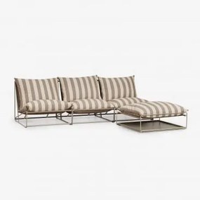 Sofá Modular De Jardim De 3 Peças E Puff Conversível Amaro Tapioca Bege - Castanho Moka - Sklum