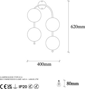 Aplique de Parede Jewel – Dourado Brilhante – 40 x 26 cm