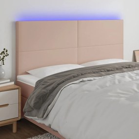 Cabeceira cama c/ LED couro artif. 180x5x118/128cm cappuccino