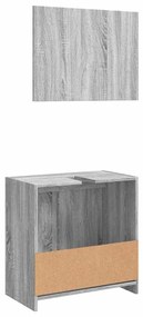 2 pcs conjunto móveis WC derivados de madeira sonoma cinza