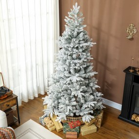 Árvore de Natal Artificial 210 cm Árvore de Natal Neve com 1154 Ramos Base Dobrável e Fácil de Montar Verde