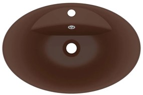 Lavatório luxuoso oval 58,5x39 cm cerâmica castanho-escuro mate