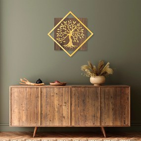 Acessório Decorativo de Parede Tree v2 – Nogueira e Dourado – 54 x 54