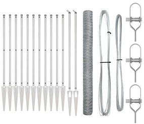Conjunto de Cercas Conjunto de 2 Aço Galvanizado 25 x 1.5 m