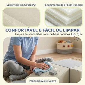 Conjunto de 4 Blocos de Espuma para Psicomotricidade, Escalar e Gatinhar, 1-3 Anos, Cinzento-claro e Bege