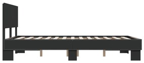 Estrutura de cama 135x190 cm derivados de madeira/metal preto